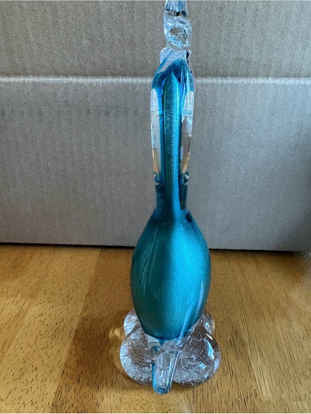 Handblown Teal Glass Bird Sculpture - Decorative Home Art - Picture 4 of 6